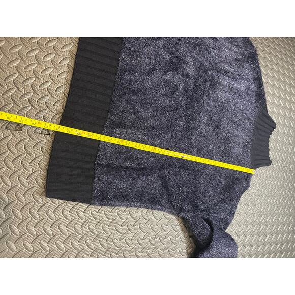 NEW Tory Burch Oversized Lurex Sweater in Navy Mock Neck Turtleneck Size XL - Picture 9 of 9